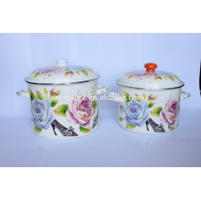 high quility enamel stock pot&cookware with plastic lid/wooden lid